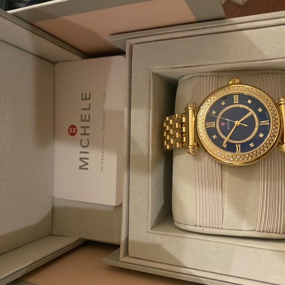 Michele Caber Mid Diamond watch Gold/Blue - Picture 2 of 14